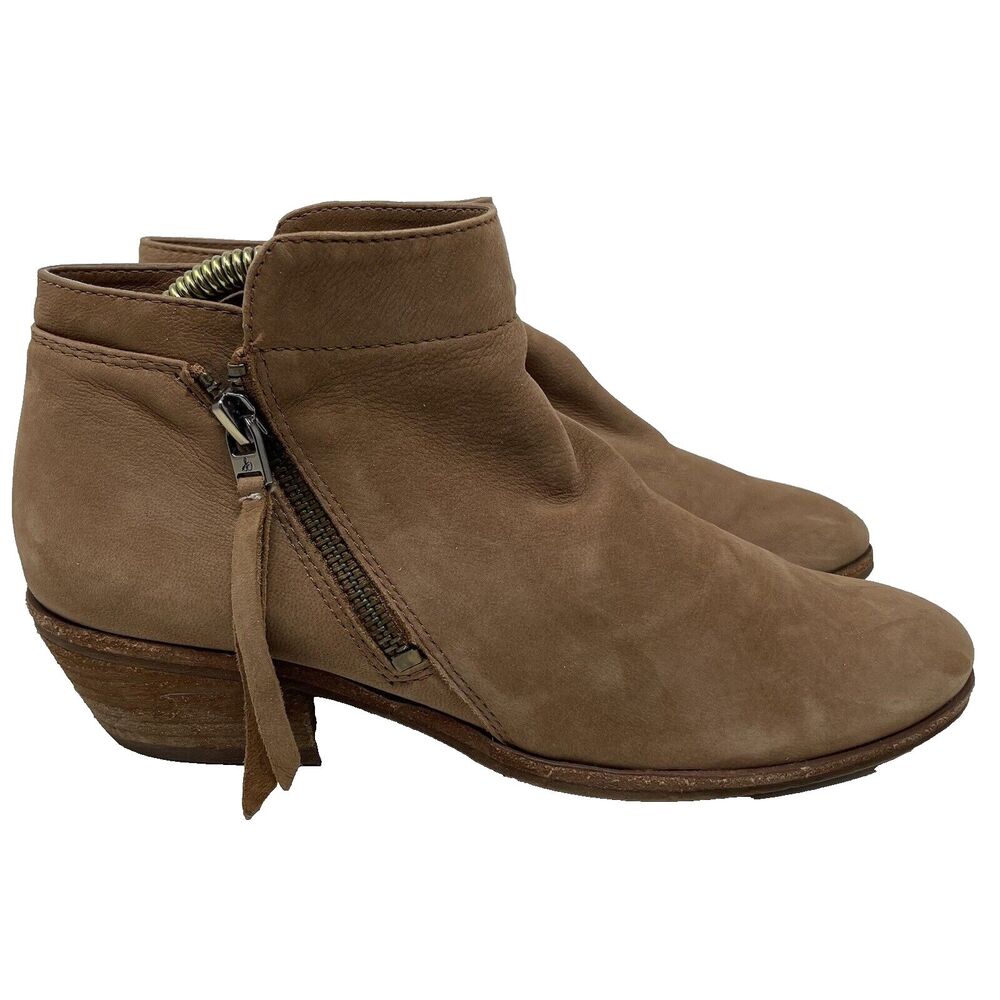 Sam Edelman Women's Packer Ankle Boots Booties Brown Leather Twin Zip Size 7
